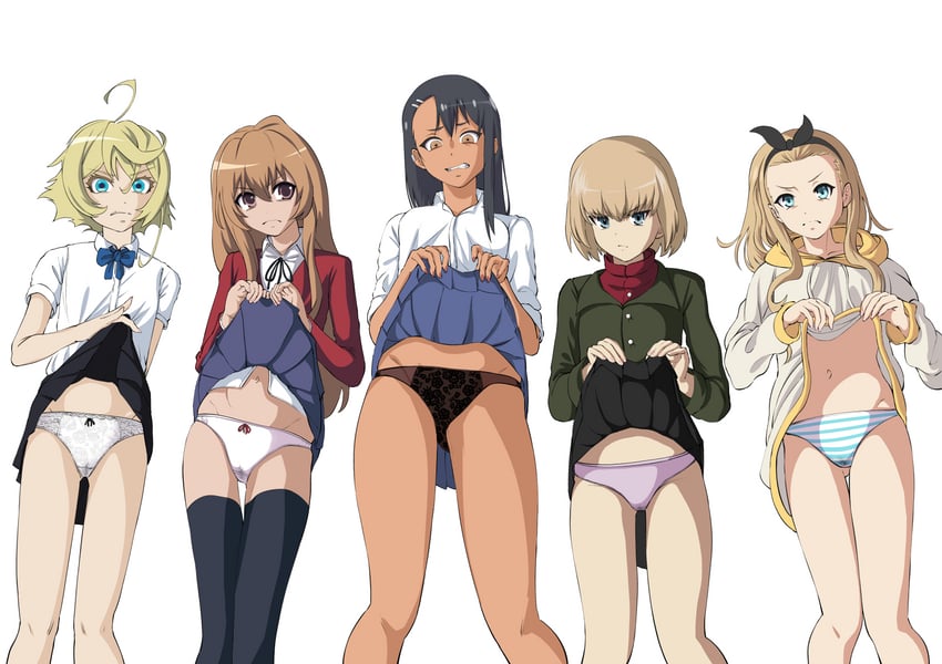 katyusha, aisaka taiga, nagatoro hayase, tanya degurechaff, and kurumi (girls und panzer and 6 more) drawn by gzv