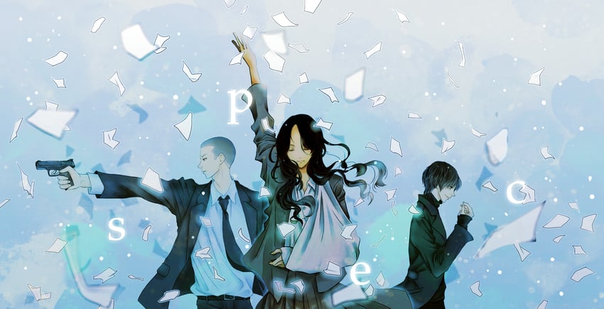 touma saya, sebumi takeru, and ninomae juuichi (spec) drawn by nanari36