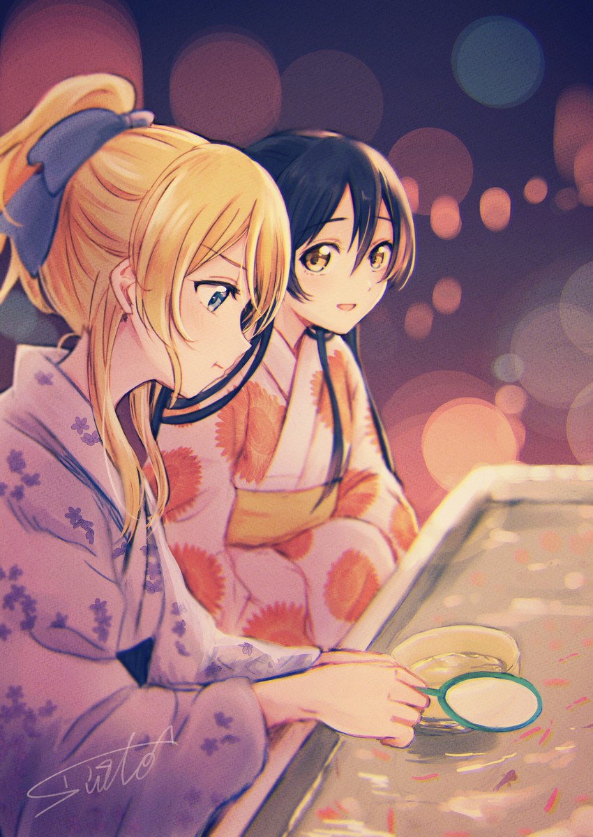 sonoda umi and ayase eli (love live! and 1 more) drawn by suito