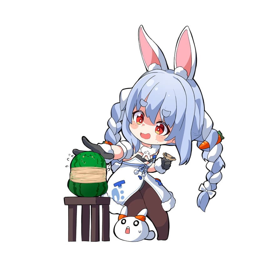 usada pekora, don-chan, and pekomon (hololive) drawn by ame.