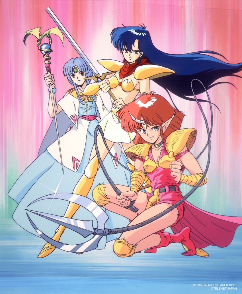 asou yuuko, valis, cham, and asou valna (mugen senshi valis and 1 more)