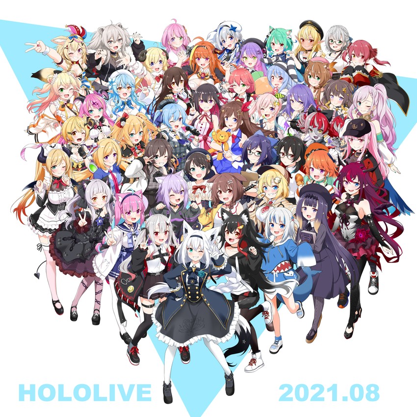 houshou marine, gawr gura, shirakami fubuki, hoshimachi suisei, usada pekora, and 43 more (hololive and 2 more) drawn by felutiahime
