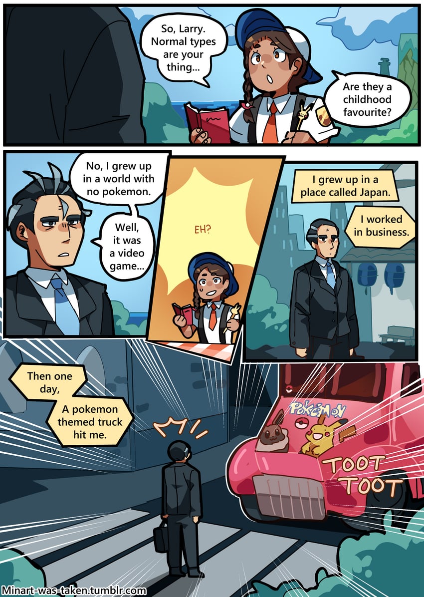 pikachu, eevee, juliana, and larry (pokemon and 1 more) drawn by minart_(minart-was-taken)