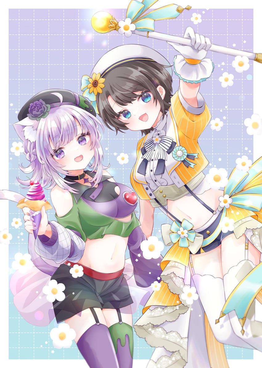 nekomata okayu and oozora subaru (hololive) drawn by mimori_(mim0_ri)