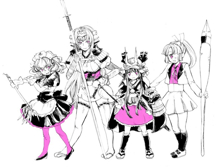 oda kou, senhime, mouri teru, and nogiku (rance and 1 more) drawn by bin_(ramune_bin)
