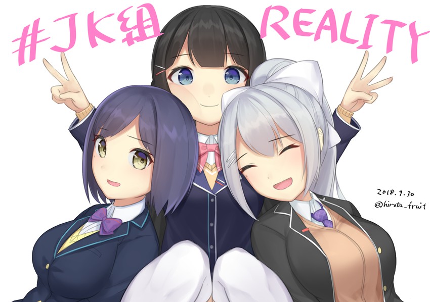 tsukino mito, higuchi kaede, and shizuka rin (nijisanji) drawn by hirota_fruit