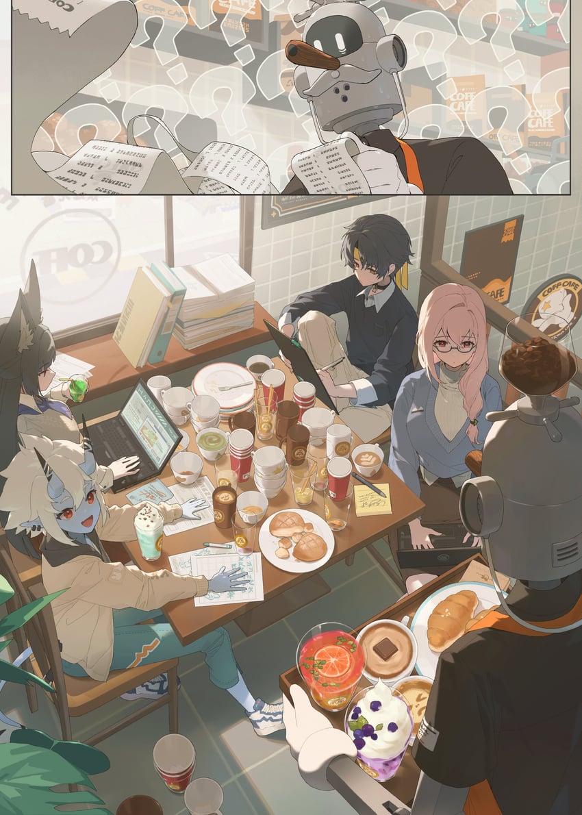 hoshimi miyabi, tsukishiro yanagi, soukaku, asaba harumasa, and tin master (zenless zone zero) drawn by ri_eul_fd