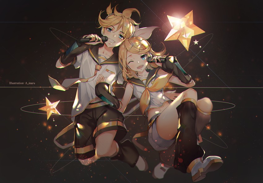 kagamine rin and kagamine len (vocaloid) drawn by a_maru