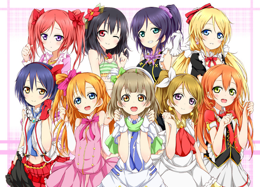 nishikino maki, tojo nozomi, sonoda umi, yazawa nico, ayase eli, and 4 more (love live! and 1 more) drawn by karamoneeze