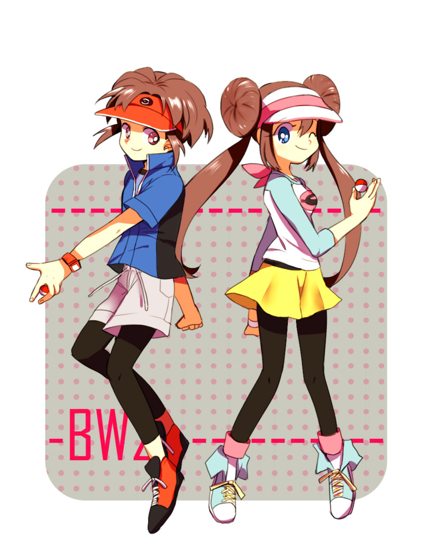 rosa and nate (pokemon and 1 more) drawn by steam_(dalim)