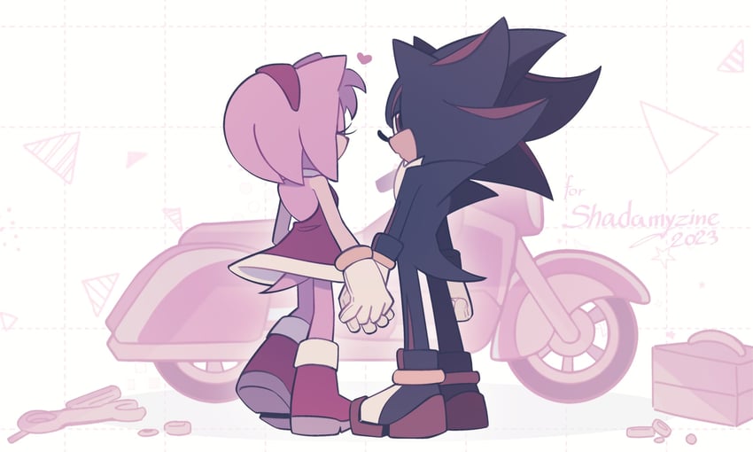 shadow the hedgehog and amy rose (sonic) drawn by bz_shawn