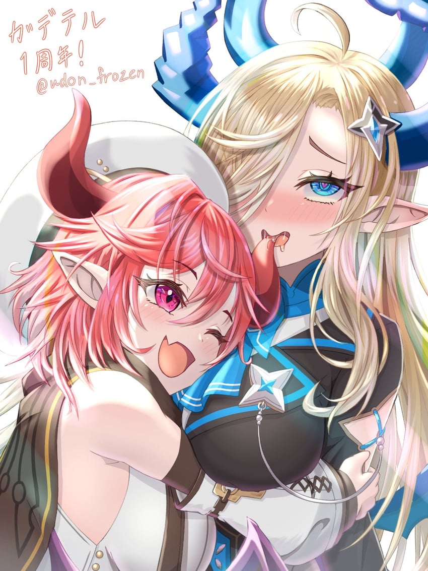 succubus adventurer yuze and noble succubus bianca (guardian tales) drawn by udon_frozen