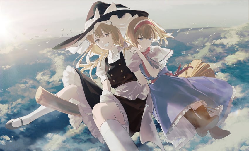 kirisame marisa and alice margatroid (touhou and 1 more) drawn by iva_(iva4111)