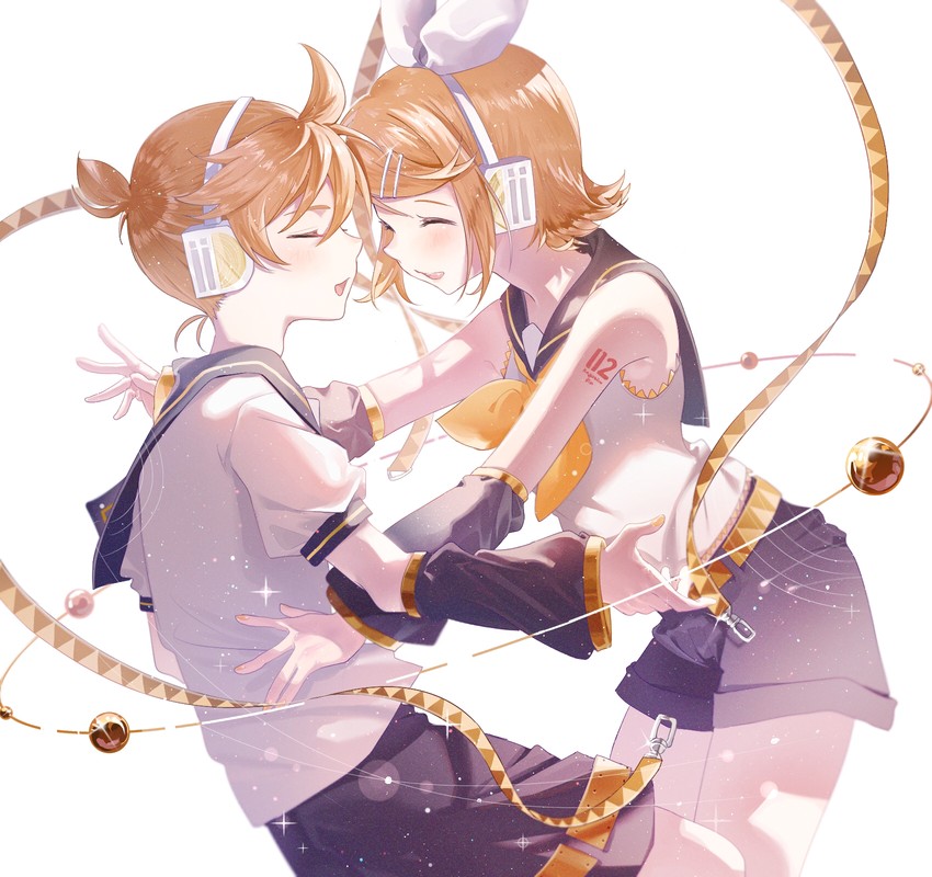 kagamine rin and kagamine len (vocaloid) drawn by hamuna_(hamuna_86)