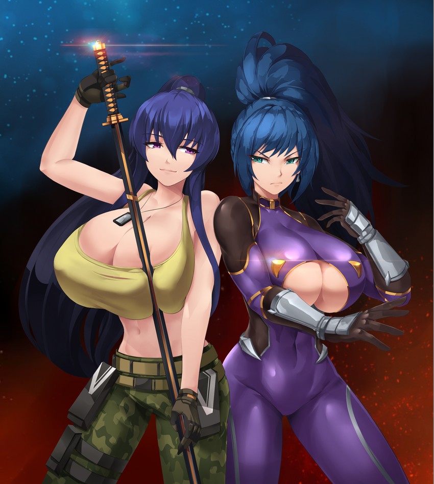 leona heidern and akiyama rinko (the king of fighters and 3 more) drawn by pockyland