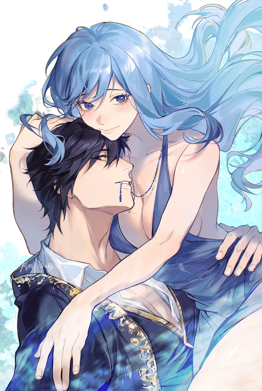 juvia lockser and gray fullbuster (fairy tail) drawn by xuchuan