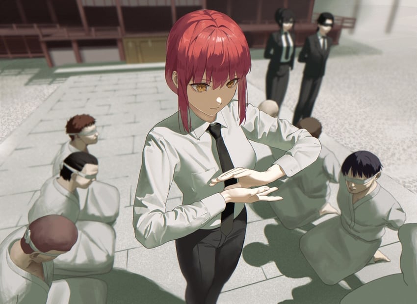 makima, tendou michiko, and kurose yuutarou (chainsaw man) drawn by anteiru