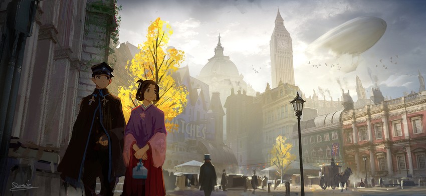 ryunosuke naruhodo and susato mikotoba (ace attorney and 2 more) drawn by qosic