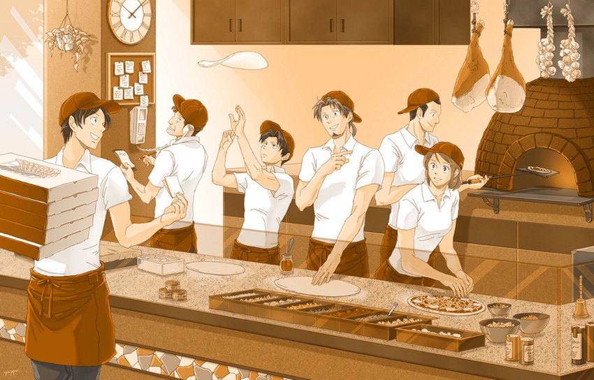 eren yeager, levi, petra ral, auruo bossard, erd gin, and 1 more (shingeki no kyojin) drawn by yappo_(point71)