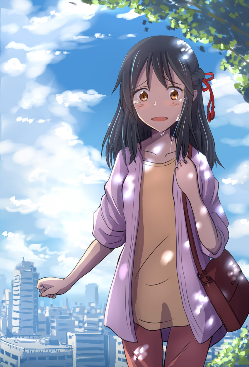 miyamizu mitsuha (kimi no na wa.) drawn by mori_souchou