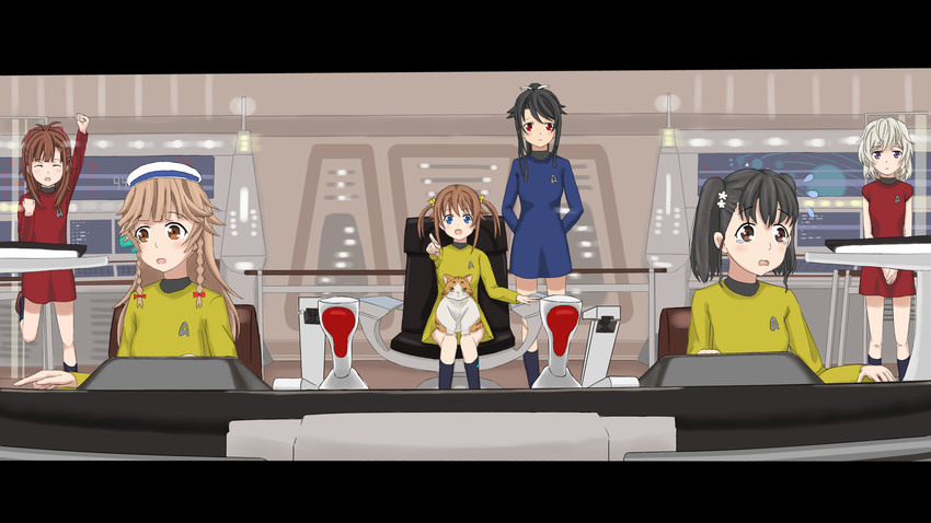 misaki akeno, munetani mashiro, irizaki mei, nosa kouko, tateishi shima, and 2 more (high school fleet and 2 more) drawn by kevincipher
