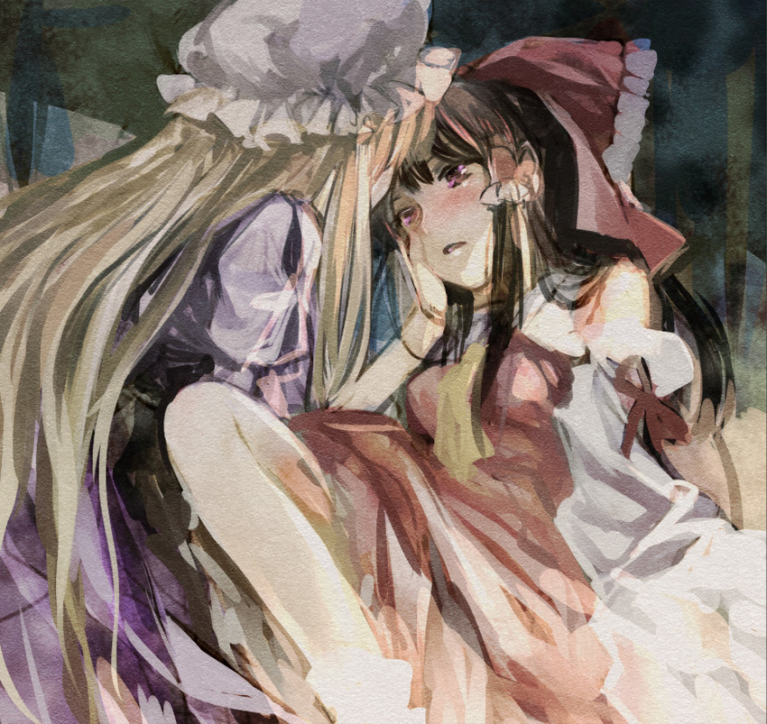 hakurei reimu and yakumo yukari (touhou) drawn by kayako_(tdxxxk)