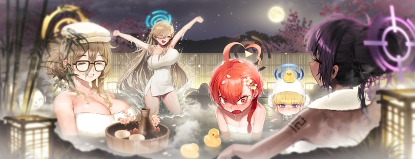 sensei, asuna, toki, karin, and neru (blue archive) drawn by sb_(dlwnsrl1783)