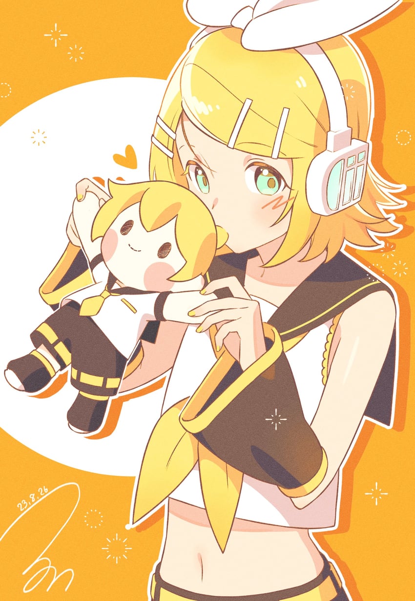 kagamine rin and kagamine len (vocaloid) drawn by bon_bon_eee