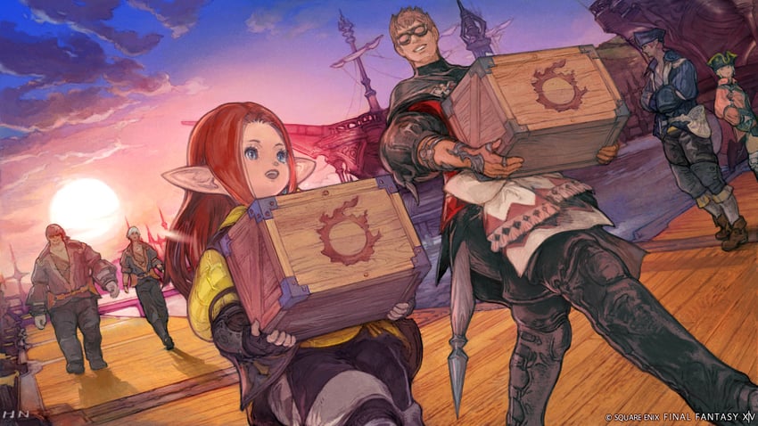 wandering minstrel, rhoswen leach, carvallain de gorgagne, hasthwab, and ayoyo (final fantasy and 1 more) drawn by nagamine_hiroyuki