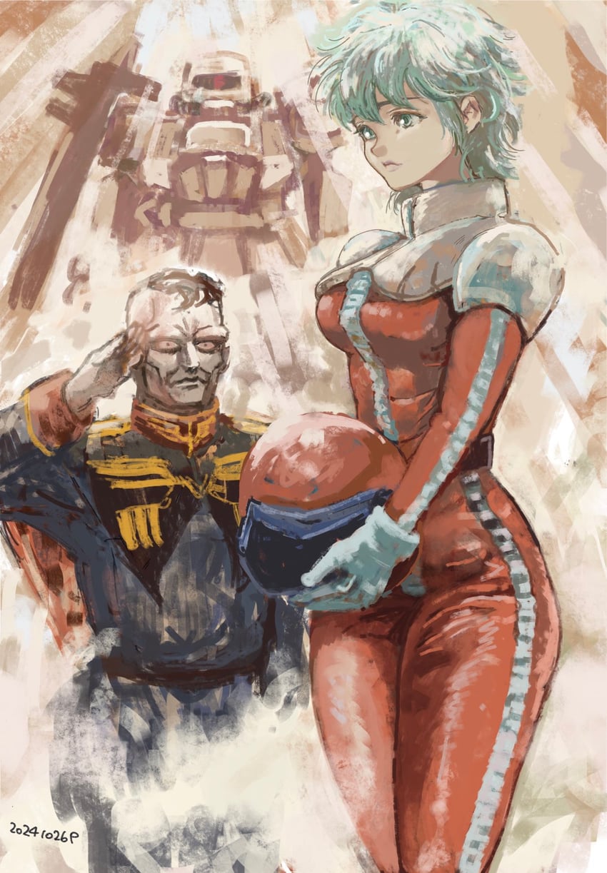 zaku ii, aina saharin, and norris packard (gundam and 1 more) drawn by okrdisk2000