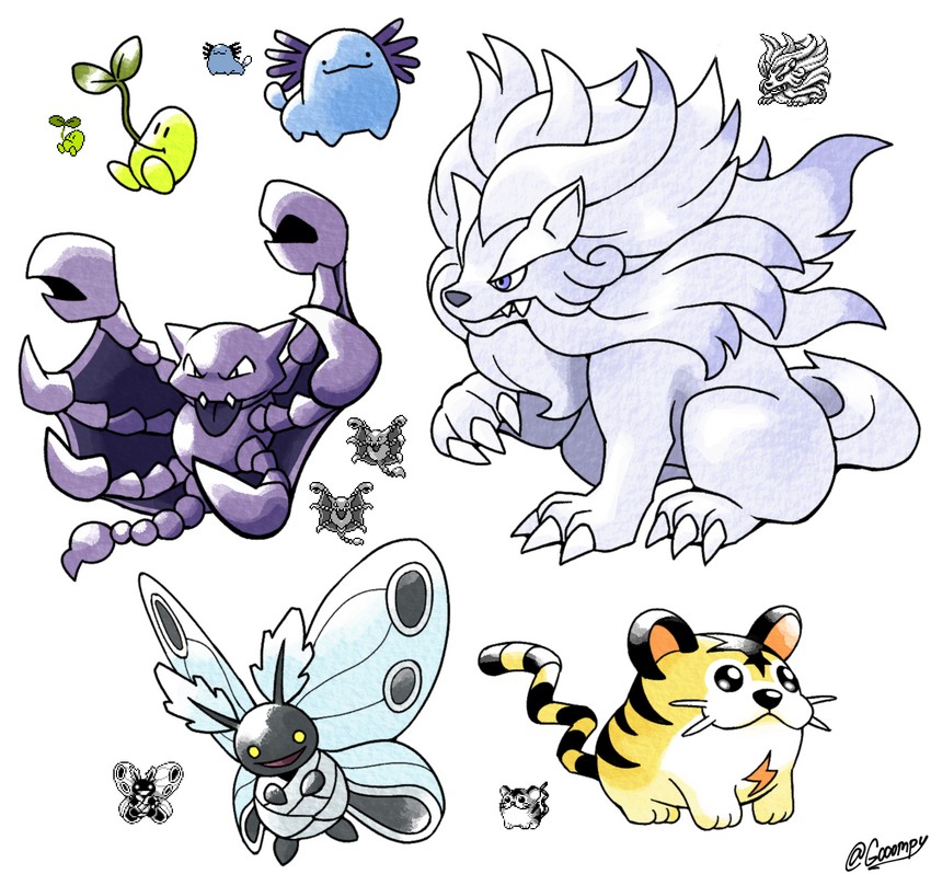 kotora, madame, may98 pokemon 383, gligar, mitei01, and 1 more (pokemon and 1 more) drawn by gooompy