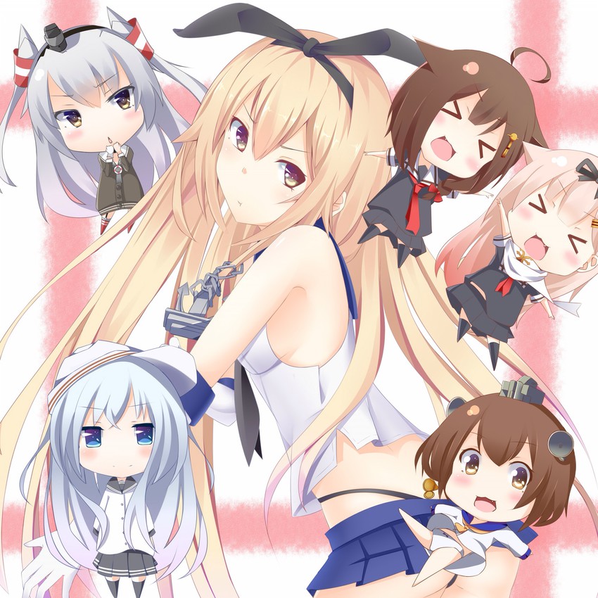 shimakaze, hibiki, shigure, yuudachi, shigure kai ni, and 4 more (kantai collection) drawn by siamese