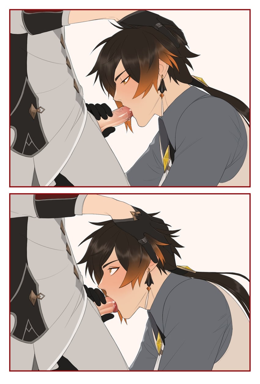 zhongli and tartaglia (genshin impact) drawn by riffraffhellyea
