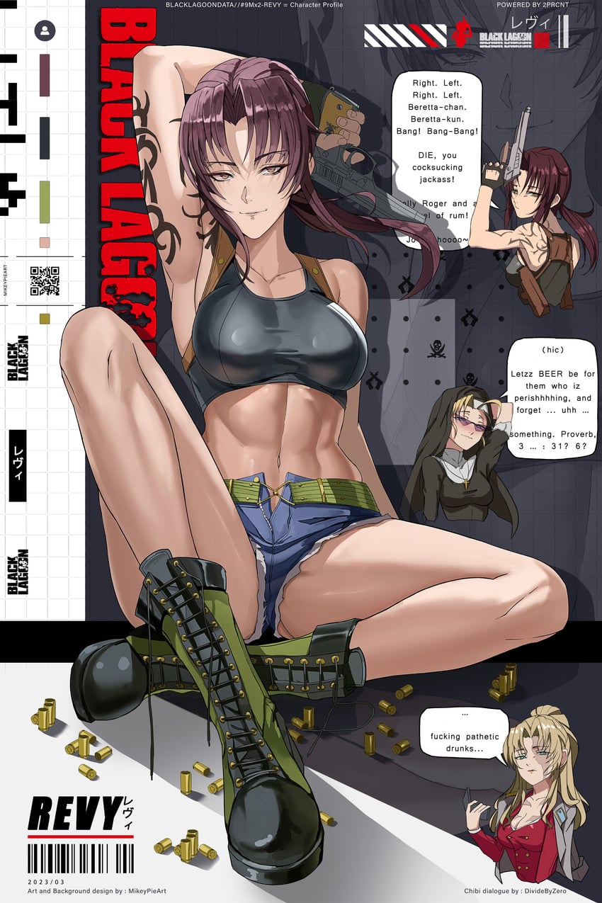 revy, balalaika, and eda (black lagoon) drawn by mikey_pie