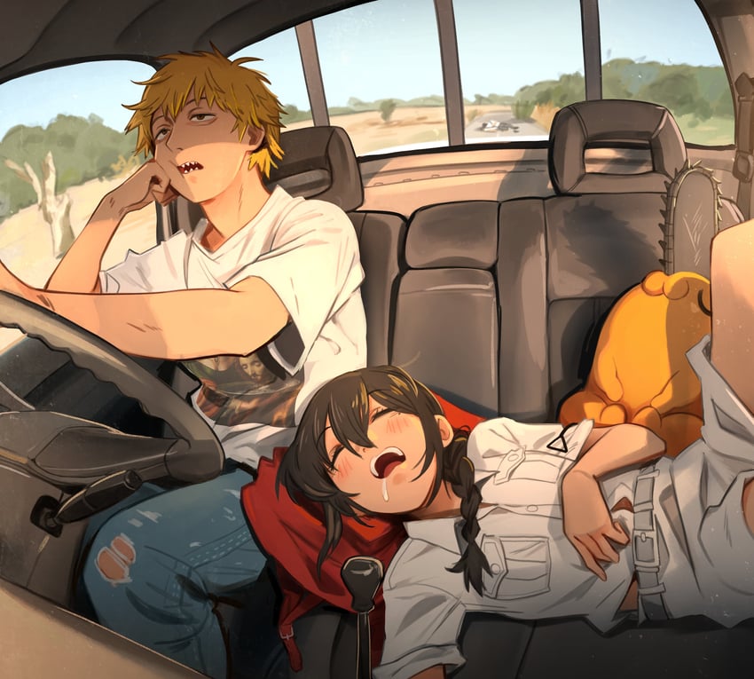 denji, pochita, nayuta, and barem bridge (chainsaw man and 1 more) drawn by khyle.