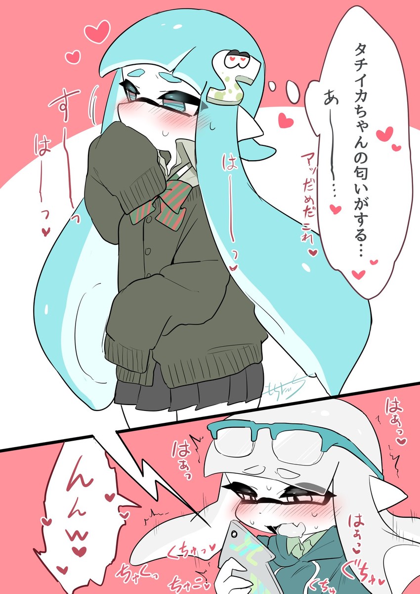 inkling player character and inkling girl (splatoon) drawn by mochitaichi