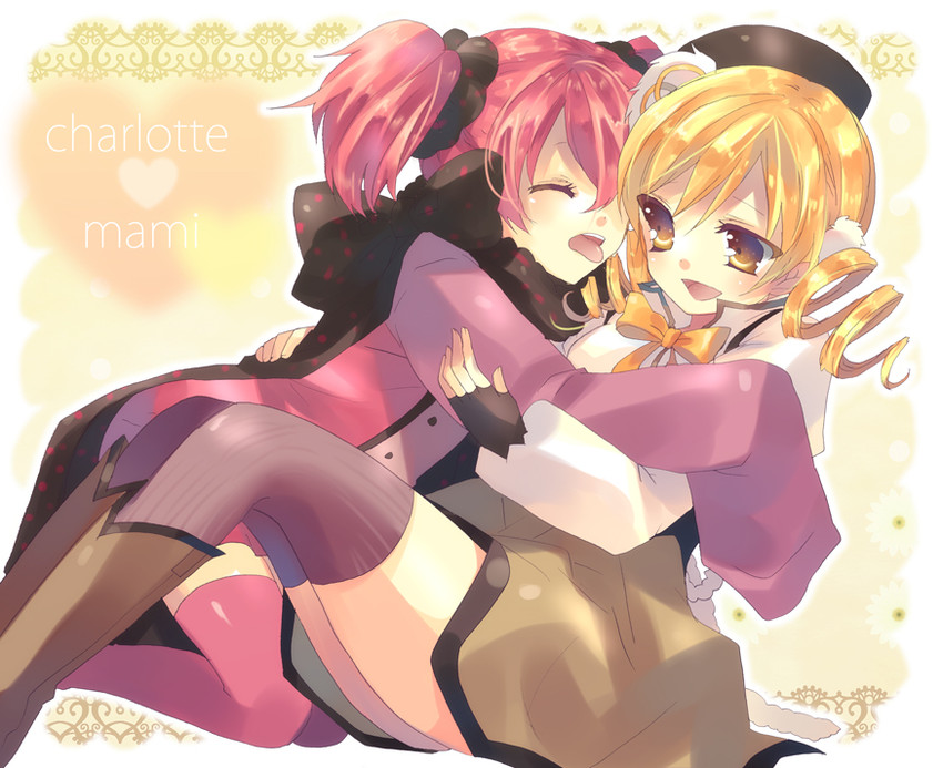 tomoe mami and charlotte (mahou shoujo madoka magica) drawn by kosuzume