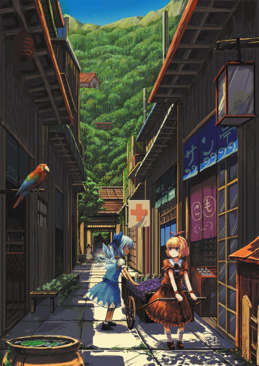 cirno, inaba tewi, and medicine melancholy (touhou) drawn by ranka_(tonbo)