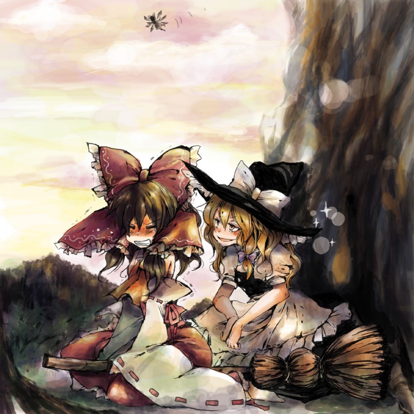 hakurei reimu, kirisame marisa, and cirno (touhou) drawn by mito_(go!go!king!)
