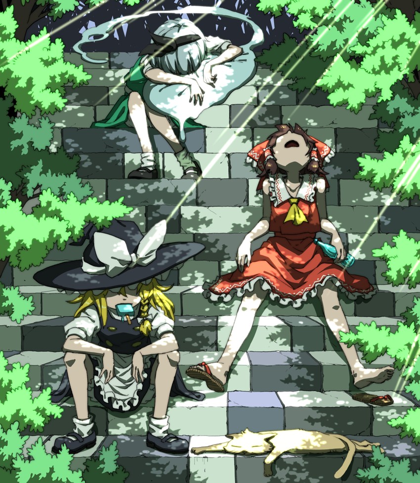 hakurei reimu, kirisame marisa, and konpaku youmu (touhou) drawn by inuno_rakugaki