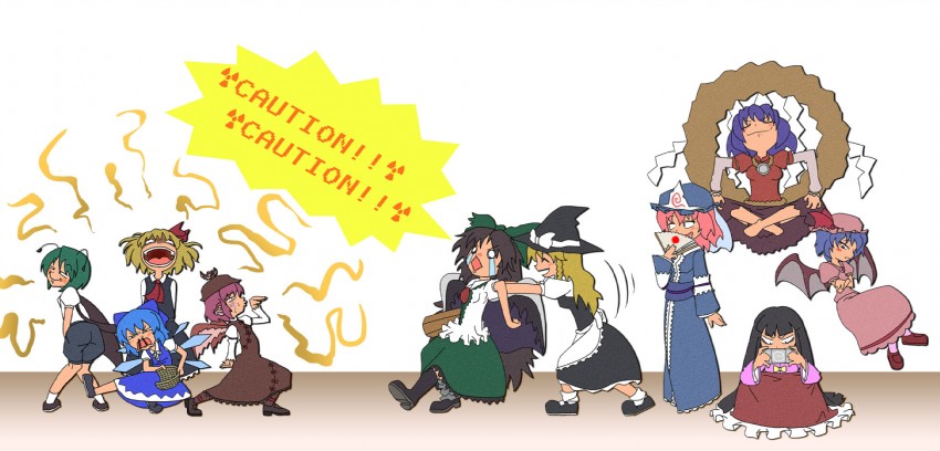 kirisame marisa, remilia scarlet, cirno, saigyouji yuyuko, rumia, and 5 more (touhou) drawn by ganmen2525