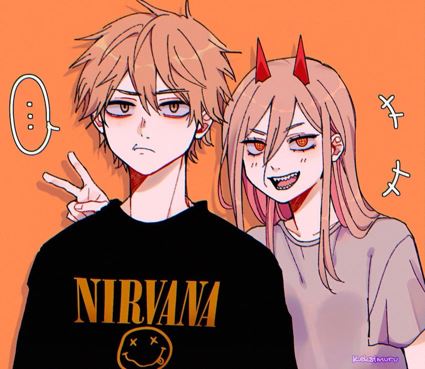 power and denji (chainsaw man and 1 more) drawn by keksimuru