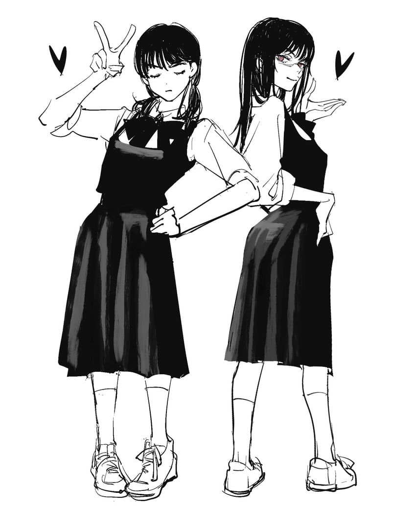 yoru and mitaka asa (chainsaw man) drawn by needbee_r