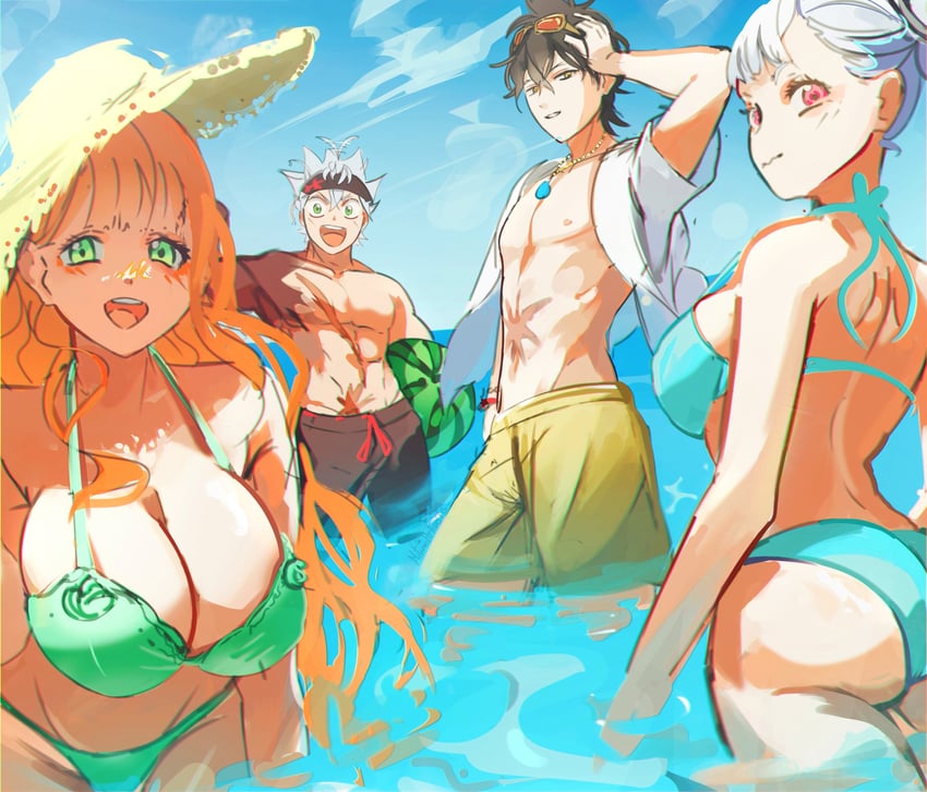 noelle silva, asta, mimosa vermillion, and yuno (black clover) drawn by mitanaartworks