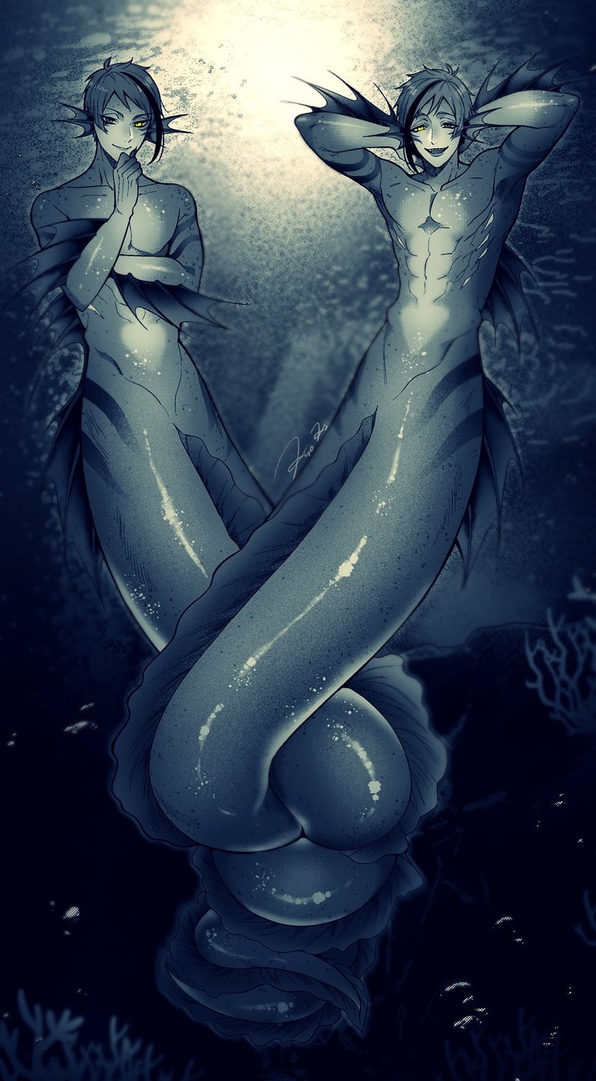 floyd leech and jade leech (twisted wonderland) drawn by shinozaki_kyouko