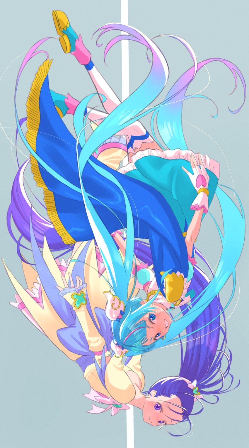 sora harewataru, cure sky, mishou mai, and cure egret (precure and 2 more) drawn by jj_(ssspulse)