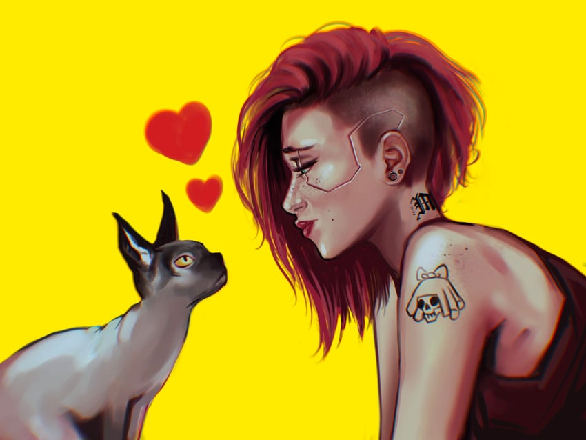 v and valerie (cyberpunk and 1 more) drawn by dilara_ozden