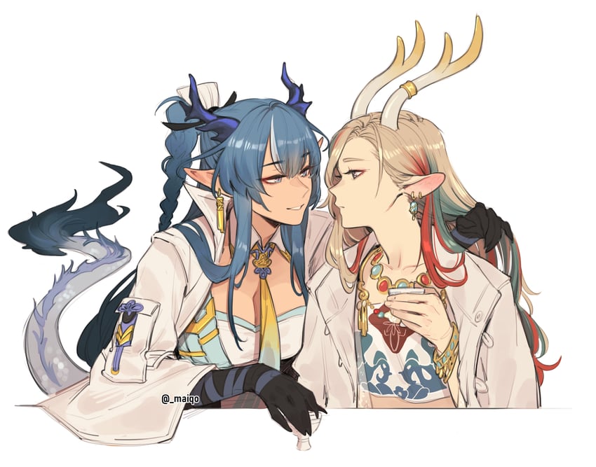 ling and nine-colored deer (arknights and 1 more) drawn by maiqo