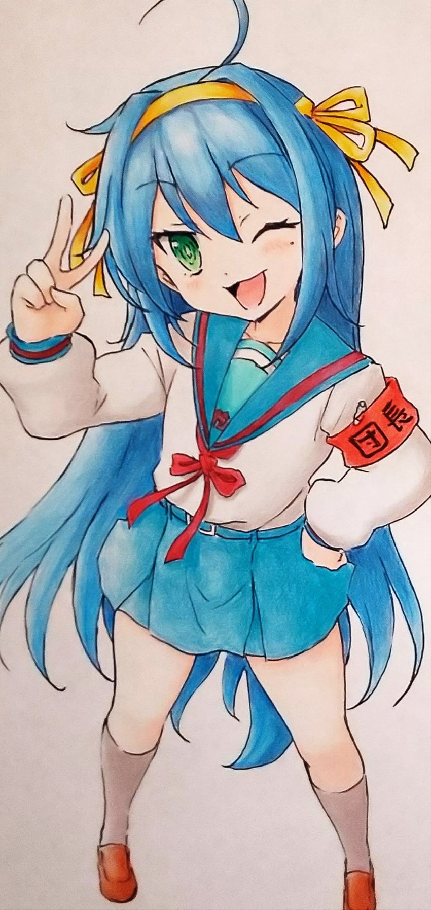 suzumiya haruhi and izumi konata (suzumiya haruhi no yuuutsu and 1 more) drawn by gyupolo9