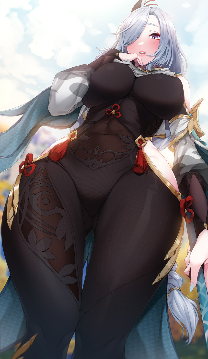 shenhe (genshin impact) drawn by akchu